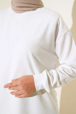 Yazı Baskı Armalı Tunik Beyaz - Thumbnail