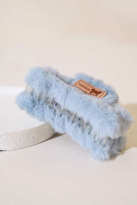 Figürlü Peluş Mandal Toka Mavi - Thumbnail