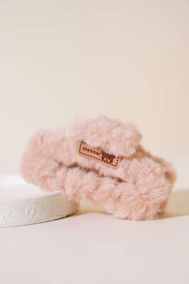 Figürlü Peluş Mandal Toka Latte - Thumbnail