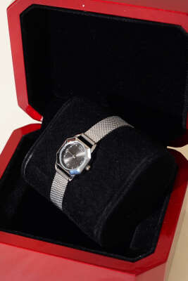 Örme Kordonlu Kadın Kol Saati Gümüş - Thumbnail