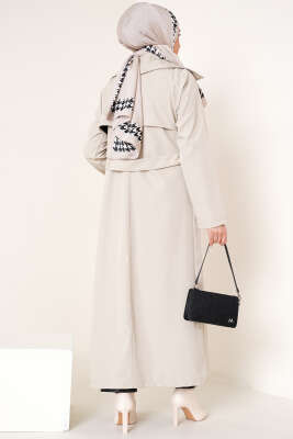 Düğmeli Trençkot Taş - Thumbnail