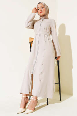 Pazarium - Taş Detaylı Fermuarlı Ferace Taş