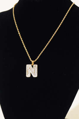 Taşlı Harf Kolye N - Thumbnail