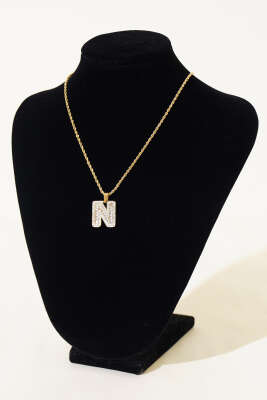 Taşlı Harf Kolye N - Thumbnail