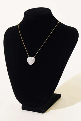 Taşlı Kalp Kolye Gümüş - Thumbnail