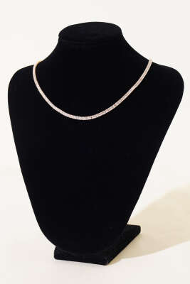 İnce Su Yolu Taşlı Kolye Gold - Thumbnail