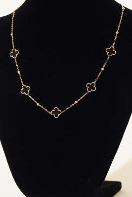 Renkli Mini Yonca Kolye Siyah - Thumbnail