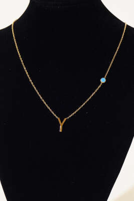 Nazar Boncuklu Harf Kolye Y - Thumbnail