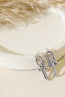 İç İçe Geçmeli Küpe Gümüş - Thumbnail