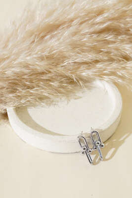 İç İçe Geçmeli Küpe Gümüş - Thumbnail