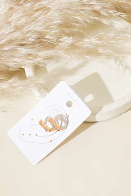 Pazarium - Minik Taşlı Kıkırdak Küpe Gold