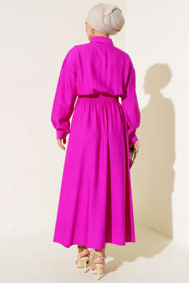 Boy Düğmeli Çift Cepli Elbise Menekşe - Thumbnail