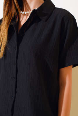 Gofre Şortlu Takım Siyah - Thumbnail