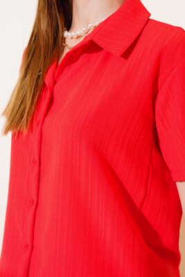 Gofre Şortlu Takım Kırmızı - Thumbnail