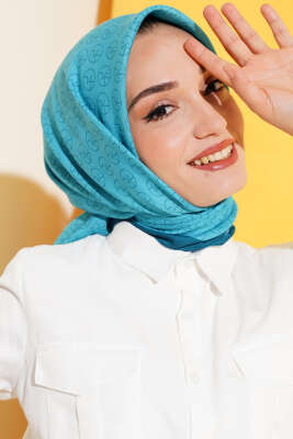 MK Desen Soft Eşarp Petrol Yeşili - Thumbnail