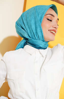 MK Desen Soft Eşarp Petrol Yeşili - Thumbnail