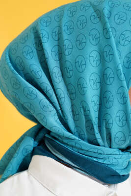 MK Desen Soft Eşarp Petrol Yeşili - Thumbnail