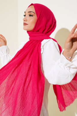 Organik Bambu Kraş Şal Fuşya -79 - Thumbnail