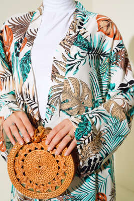 Etnik Desen Kimono İkili Takım Mint - Thumbnail