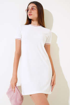 Pazarium - Kaşkorse Biyeli Elbise Pudra