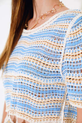 File Dantelli Bluz Mavi - Thumbnail