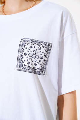 Cep Baskılı T-shirt Beyaz - Thumbnail