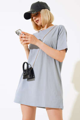 Uzun T-Shirt Kayrak Grisi - Thumbnail