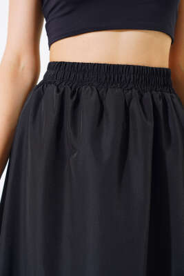 Etek Ucu Lastikli Balon Etek Siyah - Thumbnail