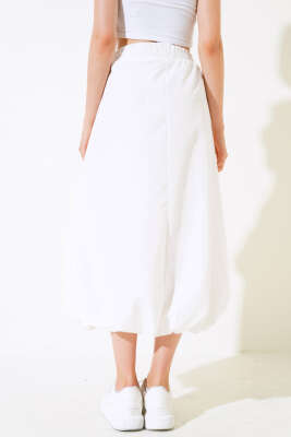 Etek Ucu Lastikli Balon Etek Beyaz - Thumbnail