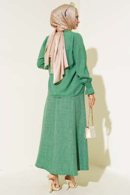 Bilekleri Lastikli Etekli İkili Takım Yeşil - Thumbnail