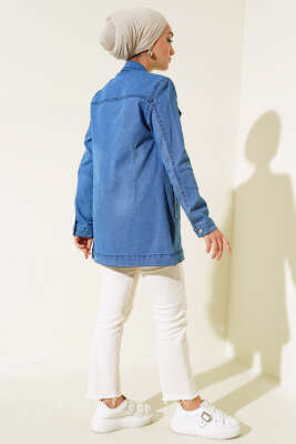 Metal Düğmeli Kot Ceket Kot Mavisi - Thumbnail