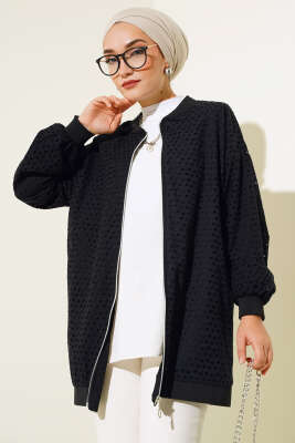 Bamber Fermuarlı Hırka Siyah - Thumbnail