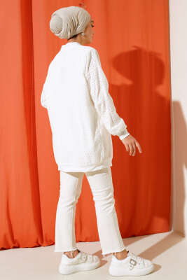 Bamber Fermuarlı Hırka Ekru - Thumbnail