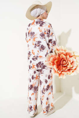 Karışık Desen Viskon İkili Takım Kahve - Thumbnail