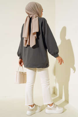 İki İplik Düz Tunik Antrasit - Thumbnail