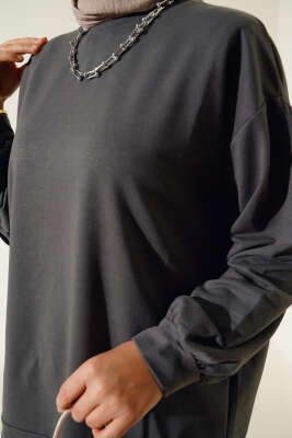 İki İplik Düz Tunik Antrasit - Thumbnail