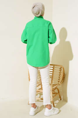 Poplin Gül Nakışlı Gömlek Benetton - Thumbnail