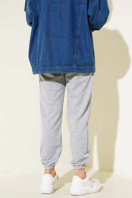 Bel Ve Bilek Lastikli Jogger Pantolon Gri - Thumbnail