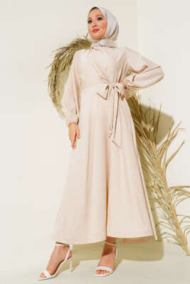 Pazarium - Önü Bağlamalı Elbise Taş