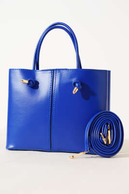 Dikiş Detaylı Kadın El Çantası Saks - Thumbnail