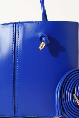 Dikiş Detaylı Kadın El Çantası Saks - Thumbnail