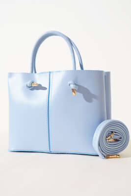 Dikiş Detaylı Kadın El Çantası Mavi - Thumbnail