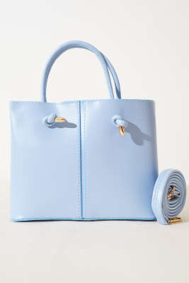 Dikiş Detaylı Kadın El Çantası Mavi - Thumbnail