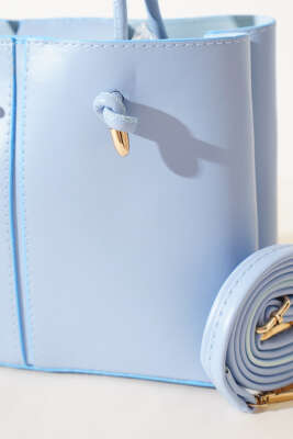 Dikiş Detaylı Kadın El Çantası Mavi - Thumbnail