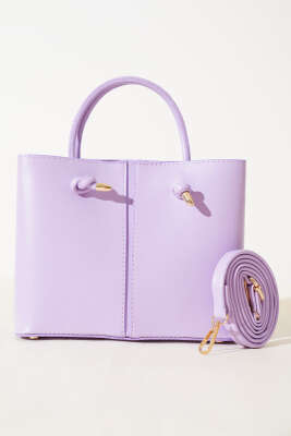 Dikiş Detaylı Kadın El Çantası Lila - Thumbnail