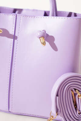 Dikiş Detaylı Kadın El Çantası Lila - Thumbnail