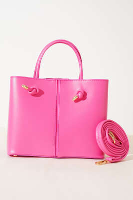 Dikiş Detaylı Kadın El Çantası Fuşya - Thumbnail