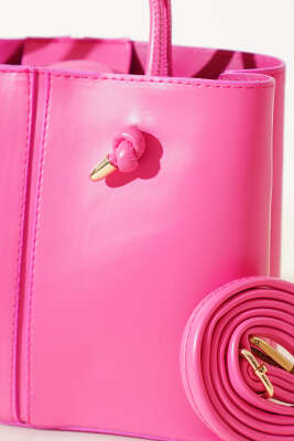 Dikiş Detaylı Kadın El Çantası Fuşya - Thumbnail