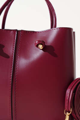 Dikiş Detaylı Kadın El Çantası Bordo - Thumbnail