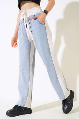 Keten Garnili Kot Pantolon Bej - Thumbnail